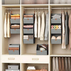 Homsorout Collapsible Hanging Closet Organizer - 6 Tier Closet Shelves Storage System with Hooks, Fabric Hanging Storage Bins for Clothes, Foldable Storage Basket for Laundry, Bedroom, Rv, Grey - Image 5