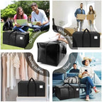 VELVETSURE 12 Pack Heavy Duty Large Moving Bags W/Backpack Straps - Strong Handles & Zippers, Storage Totes, Fold Flat, Alternative to Moving Box and Storage Bin, Semi-Transparent+Blue+Black - Image 6