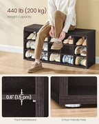 VASAGLE Shoe Bench with Cushion, 15 Compartments, 11.8 x 41.3 x 18.9 Inches - Image 4