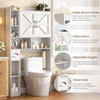 Vabches Over The Toilet Storage Cabinet with 2 Barn Doors, White - Image 3