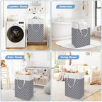 BlissTotes 3-Pack Laundry Basket, Laundry Hamper, Light Grey, 88L - Image 6