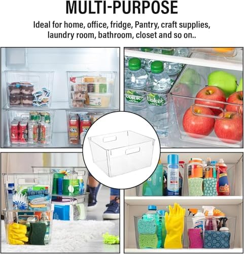 Clear Extra Large Plastic Storage Bins, Perfect for Pantry Organizers and Storage Containers Fridge Organizer Plastic Bins Kitchen Organizer Bin for Organizing Under Sink Refrigerator Organization - Image 5