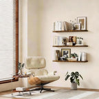 BAYKA Rustic Brown Floating Shelves 22.5in, Set of 2, Wall Mount Wood Shelf - Image 4