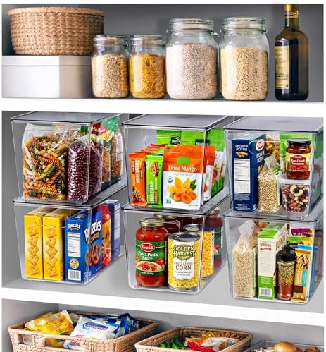 Sorbus Clear Storage Bins with Lids for Kitchen (Extra Large, 8 Pack) - Image 2