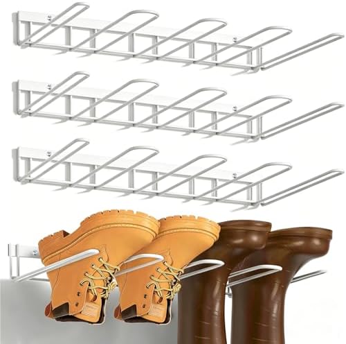 Boot Rack - 8-Pair Wader Hangers Wall Mount Cowboy Boot Hangers - Wall Boots Holder Storage Organizer for Closet, Entryway, Indoor, Garage 4 Pack,White by Unknown