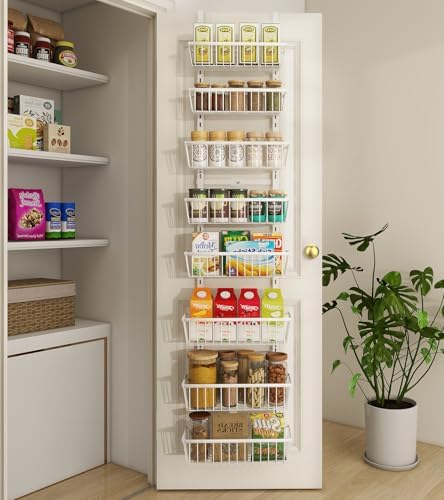 Mefirt White 12 Inch Wide Narrow Over The Door Pantry Organizer by Mefirt