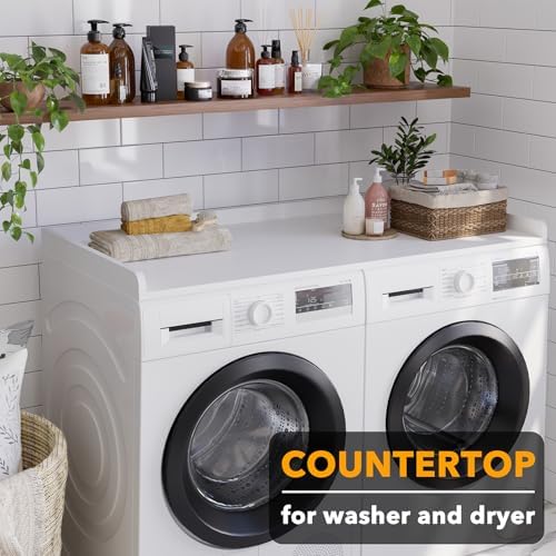 SpaceAid Washer Dryer Countertop, Laundry Wood Shelf Topper with Edge, 54" Width x 27.5" Depth Cover Guard Organizer for Washer and Dryer Laundry Hamper Counter Storage Organization (White) - Image 3
