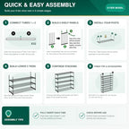 Hsscblet 8-Tier Metal Shoe Rack for Closet and Entryway with Hooks, Black - Image 7