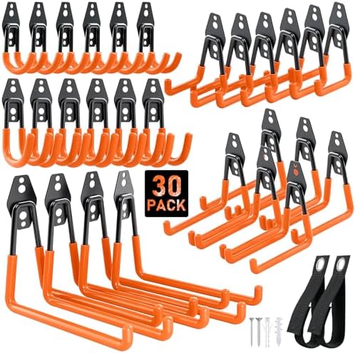 Housolution Steel Garage Hooks - 30Pack Anti-Slip Coating, Orange by Housolution