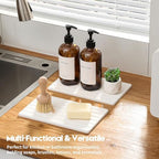Razborci 2PCS Water Absorbing Stone Drying Tray Mat for Bathroom Sink & Kitchen Counter Organizer, Quick Dry Dish Soap Dispenser Sponge Holder, Vanity Sink Caddy, Drink Bar Coaster, White - 10"*6" - Image 3