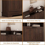 Hidden Shoe Storage Cabinet with 4 Flip Drawers & Open Storage - Image 7