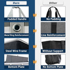 Stand Up Extra Large Utility Tote Bag, Foldable Reusable Grocery Bags with Metal Wire Frame & Reinforced Bottom Board, Large Utility Tote for Shopping, Car Trunk, Beach Bag (Grey) - Image 5