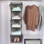 BrilliantJo 5 Shelves Hanging Closet Organizer, 2 Pack Hanging Storage with 6 Side Pockets for Clothes Bags, 43"x12"x12"(Gray) - Image 2