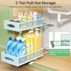 2 Pack Under Sink Organizer, 2 Tier Pull out Cabinet Organizer Mesh Baskets with 5 Adjustable Heights, Sliding Drawers Storage Shelf for Home, Kitchen, Bathroom, Pantry, Office, Countertop ,Blue - Image 3