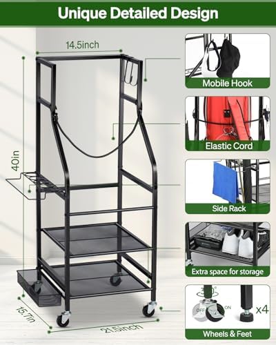 FHXZH Golf Bag Storage Garage Organizer - Golf Bag Stand with Wheels - Image 3