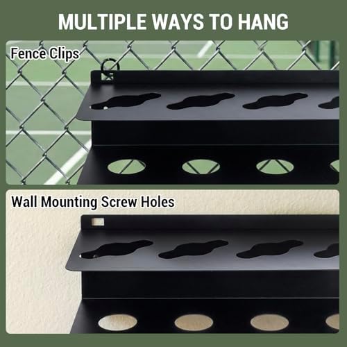 MyGift 16.5 Inch Pickleball Paddle Rack Black Metal Wall Organizer - Image 2