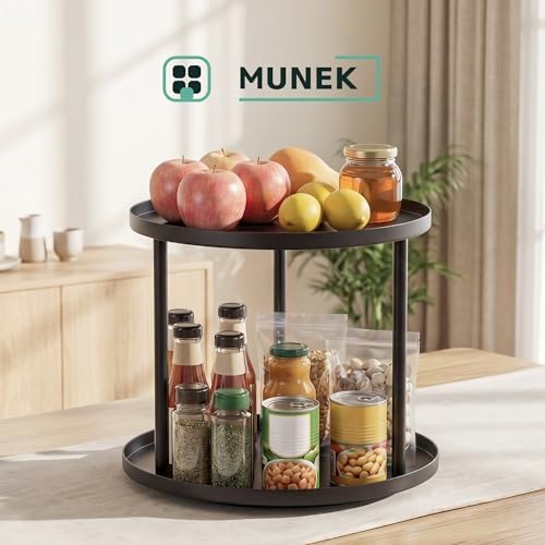 MUNEK 9" Lazy Susan Organizer,2 Tier Rotating Spice Rack Organization,Metal Lazy Susan for Table Top,Pantry, Bathroom, Vanity, Black - Image 3