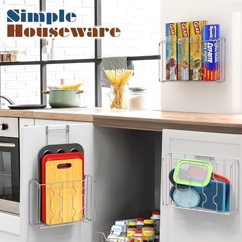Simple Houseware Over the Cabinet Door Organizer Holder, 2pcs (L+M), Silver - Image 5