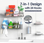 NESOMI Shower Caddy Adhesive Shower Organizer 7-Pack, Rustproof Stainless Steel Bathroom Shelves, Large Capacity No-Drill Rack Storage Accessories with Soap Dish Toothbrush Holder Hooks - Image 4