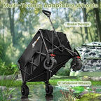 Blomoba Collapsible Wagon Cart, 150L Foldable Wagon with Wide Wheels, Black - Image 6