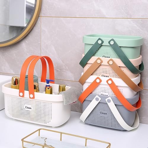 Portable Shower Caddy Basket with Handle Plastic Storage Basket Small White - Image 6
