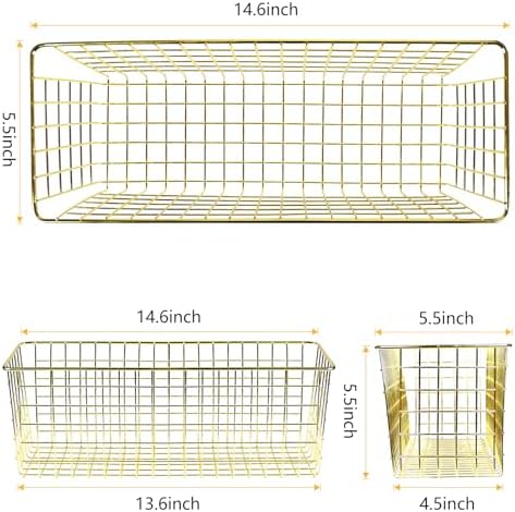 Kinlink 2 Sets Gold Extra Large Hanging Wall Basket with Steel Hooks - Image 2
