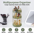 Asayuee 360 Rotating Makeup Organizer,3 Tier Large Capacity Make Up Organizers and Storage,Skincare Perfume Vanity Organizers,Bathroom Cosmetics Storage Organizer Countertop (Green) - Image 6