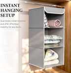 Simple Houseware 3 Shelf Hanging Closet Organizer, Gray | 360° Rotating Dual Hooks, Top Support Metal Frame - Image 6