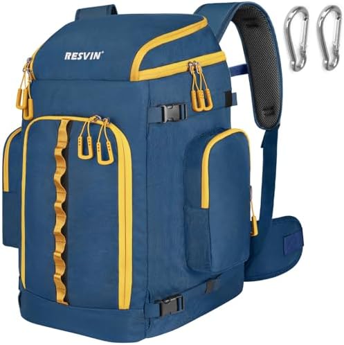 Ski Boot Bag, 65L Durable Travel Backpack, 1680D Nylon Waterproof Snowboard Boot Bag, Skiing and Snowboarding Travel Luggage for Helmet, Goggles, Gloves, Outerwear & Accessories by RESVIN