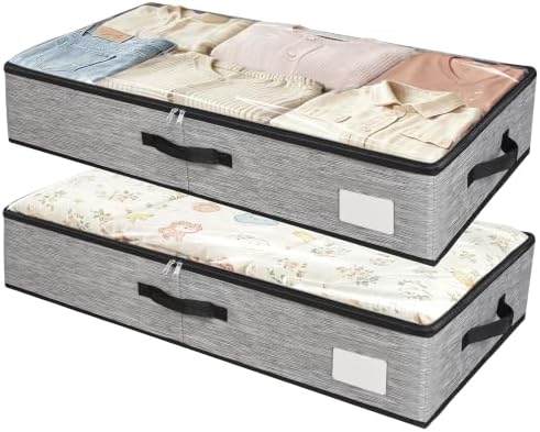 2 Pack Under Bed Storage Containers with Handles & Label Holder by PickyanDco