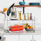 Across-Star Expandable Cabinet Shelf Organizer Rack, Stackable Kitchen Counter Storage Shelves Stand, Adjustable Height Pantry Shelf Spice Rack (White, 1 Pack) - Image 2