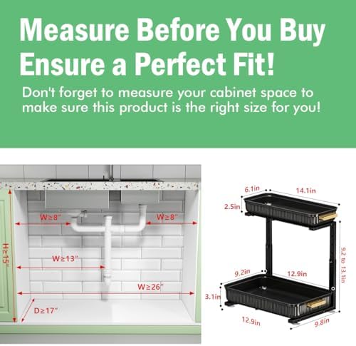 ARSTPEOE Under Sink Organizer - 2 Packs Multi-Purpose Pull-Out Storage Organizers, Slide out Pull out Cabinet Organizer Shelf, Storage for Kitchen Bathroom - Image 2