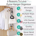 TERRA HOME Purse Hanger Closet Organizer Improved Design Bag Chain Hooks for Wall - Compact, Efficient Storage Solution for Bags, Purses, More as Over the Door, in Your Closett or Wall Mount - Image 2