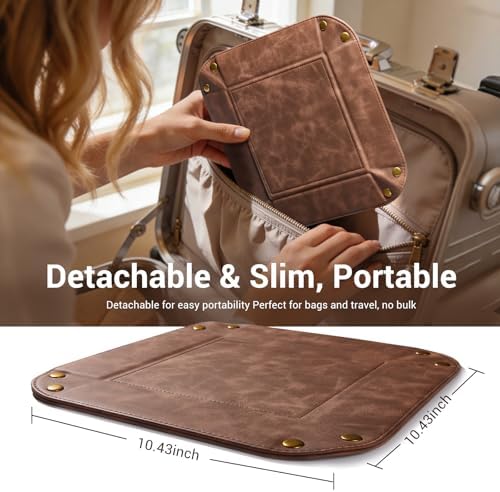 CoBak Leather Valet Tray, Premium PU Leather Catch-All Tray for Entryway Table Key, Phone, Wallet, Coins & Jewelry, Bedside Nightstand Desk-top Catchall (Brown) - Image 5