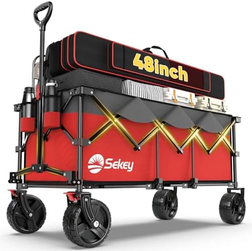 Sekey 300L Extended Collapsible Wagon, 660 lb Capacity, 48 in Long by Sekey