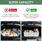 Trunk Organizer Collapsible Car Organizer with Handle Car Storage Box Bin for Groceries SUV Utility Tote Bag Portable Vehicle Container Cute Easter Eggs Flowers White - Image 4