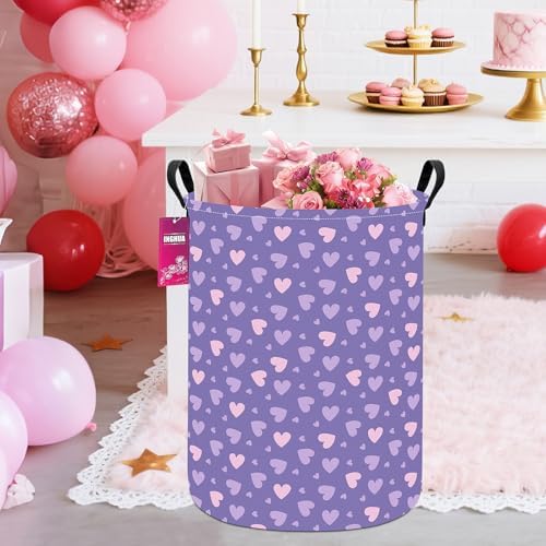 Purple heart Fabric Storage Bin Nursery Organizer Basket - Image 5
