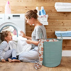 XUANGUO Cotton Rope Laundry Basket Hamper for Clothes Large Light Green - Image 4