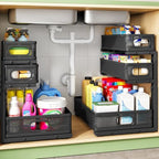 Kitstorack Under Sink Organizer, 2-Pack 3-Tier Height Adjustable Thickened Metal Pull out Cabinet Organizer Shelf, Slide out Storage Drawer Rack for Bathroom Kitchen Pantry Home Laundry Organization by Kitstorack