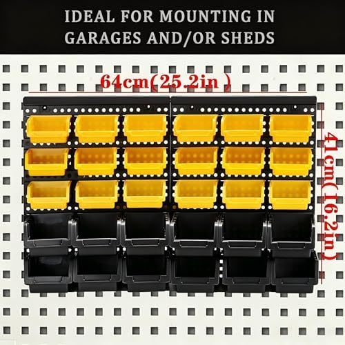 MULSAME Wall Mounted Storage Bins Parts Rack 4 Colors Bin Organizer Garage Plastic Shop Tool, Garage Organizers and Storage (Style-Volt) 25.2"*16.2" - Image 2
