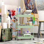 SPACEKEEPER 3 Tier Rolling Cart, Bathroom Cart Organizer with Wheels, Green - Image 2