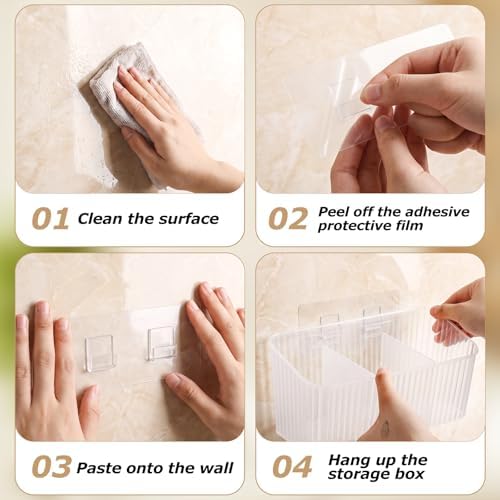 7 Pack Cabinet Door Organizer Adhesive Wall Mount Storage Bins Makeup Containers Stackable Organizer Basket for Kitchen Cabinets, Bathroom, Pantry, Office, Refrigerator (Frosted Clear) - Image 7