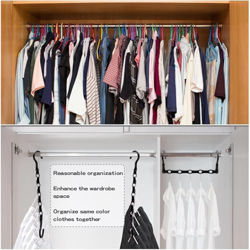 Closet Organizers and Storage, College Dorm Room Essentials for Girls Guys | 4 Pack, Stronger Space Saving Hangers, Clothes Hanger with 5 Holes, Closet Storage Magic Home Organization - Image 2