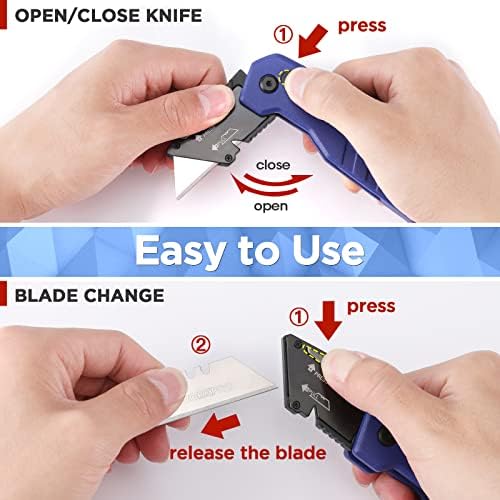 WORKPRO Folding Utility Knife, Quick Change Box Cutter, Blue (Pack of 2) - Image 4