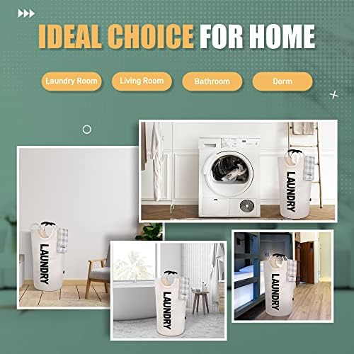Caroeas 125L Laundry Basket,Large Laundry Hamper, Laundry Bag with Padded Handles, Clothes Hamper Stands Up Well, Collapsible Free Standing Easy Storage Washing Bin (Beige,125L) - Image 5