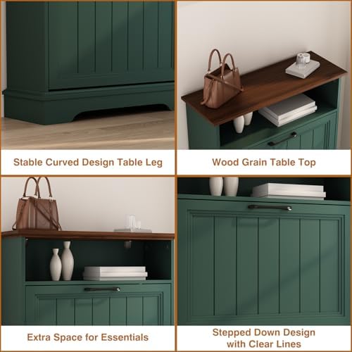 24" W Hidden Shoe Storage Cabinet with 2 Flip Drawers & Open Storage - Image 6