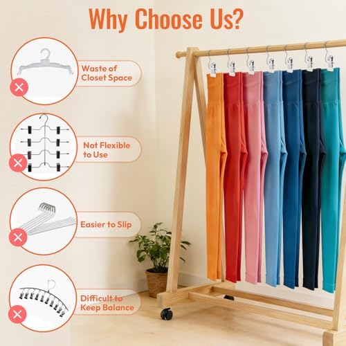 30 Pack Pants Hangers with Clip，Legging Organizer and Jean & Shorts Hangers - Image 3