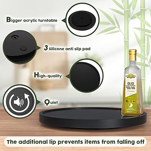 Lazy Susan for Table, 12 Inch Non-Skid Bamboo Turntable Organizer - Image 6