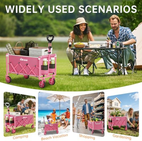 Collapsible Wagon Cart with All-Terrain Wheels, 380LBS Capacity - Image 6