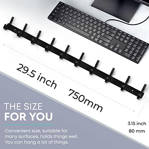 Coat Rack Wall Mount – 30 Inch Stainless Steel Hook Rail with 10 Double Coat Hooks for Hanging – Wall Mounted Entryway Organizer for Coats, Hats, Bags, Towels, Robes, Closet or Bathroom - Black 2 Pack - Image 2
